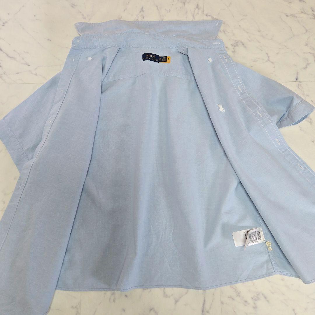 【美品・23ss】ポロラルフローレン　半袖シャツ　前結び　L ポニー刺繍　水色 ポロラルフローレン 前結び 半袖シャツ 水色 ホース ポニー刺繍