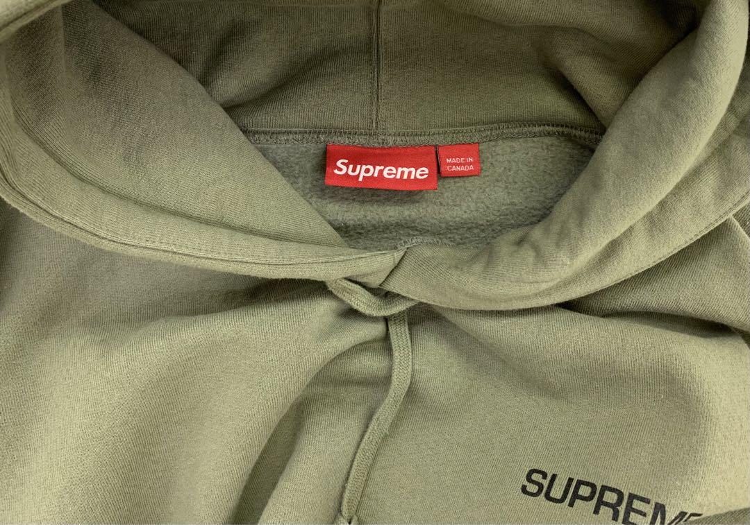 SUPREME オリーブ フード付きパーカー　Ｌサイズ