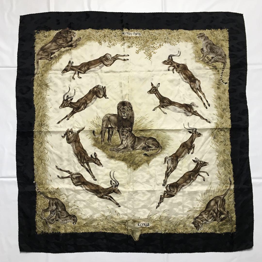 2506-38｜美品｜エルメス カレ 90 スカーフ シルク ブラック