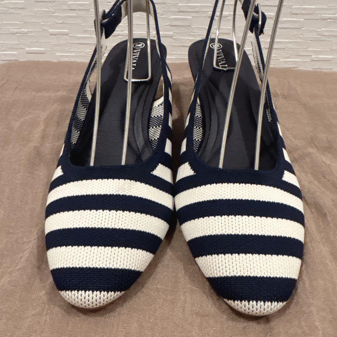 ✨新品✨ビバイア VIVAIA ニットパンプス バックストラップ 24cm相当