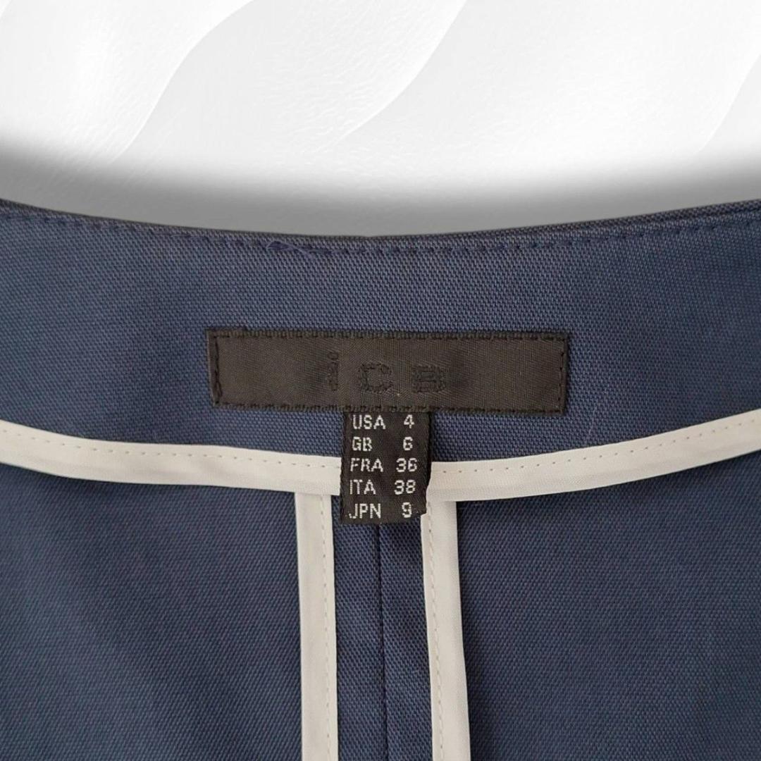 ICB　アイシービー　洗えるパンツスーツ　ノーカラー　ジャケット　ネイビー　M