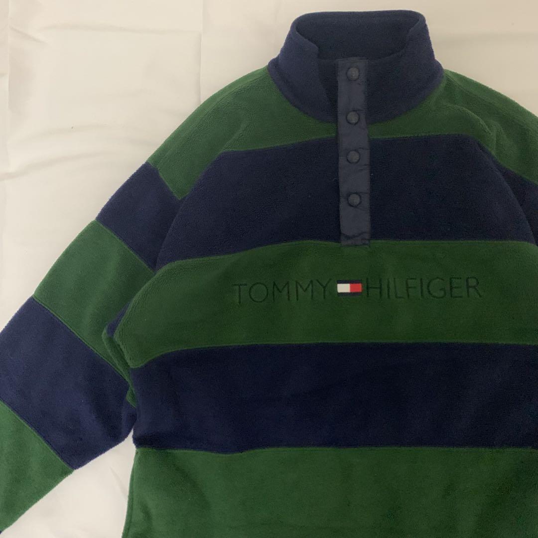 【希少デザイン】TOMMY HILFIGER ハーフボタンフリース　センター刺繍