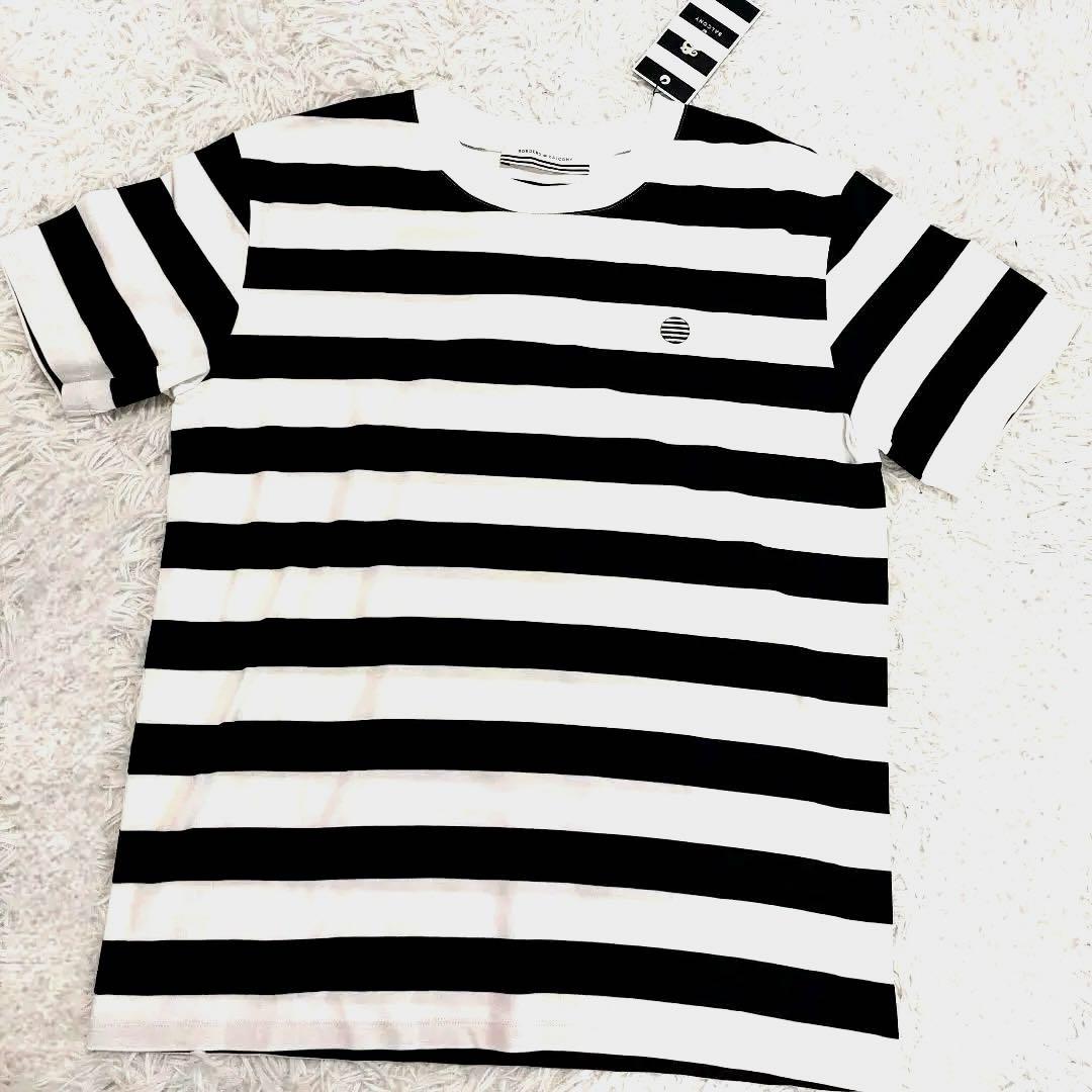 【新品】ボーダーズアットバルコニー tee ピンク Ｌサイズ CREW NECK TOP | BORDERS at BALCONY (Women