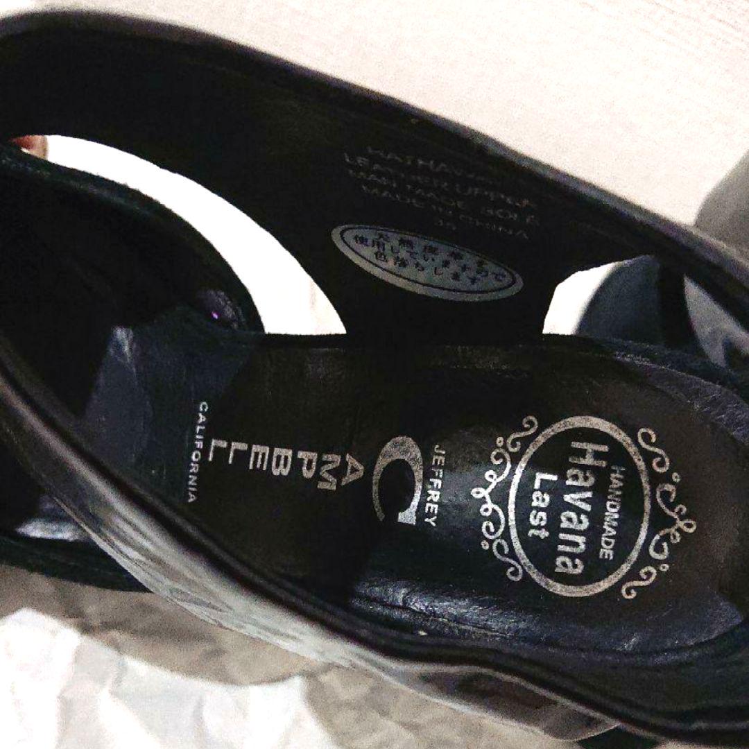 Jeffrey Campbell エナメル×スエードコンビ 厚底サンダル 黒 靴