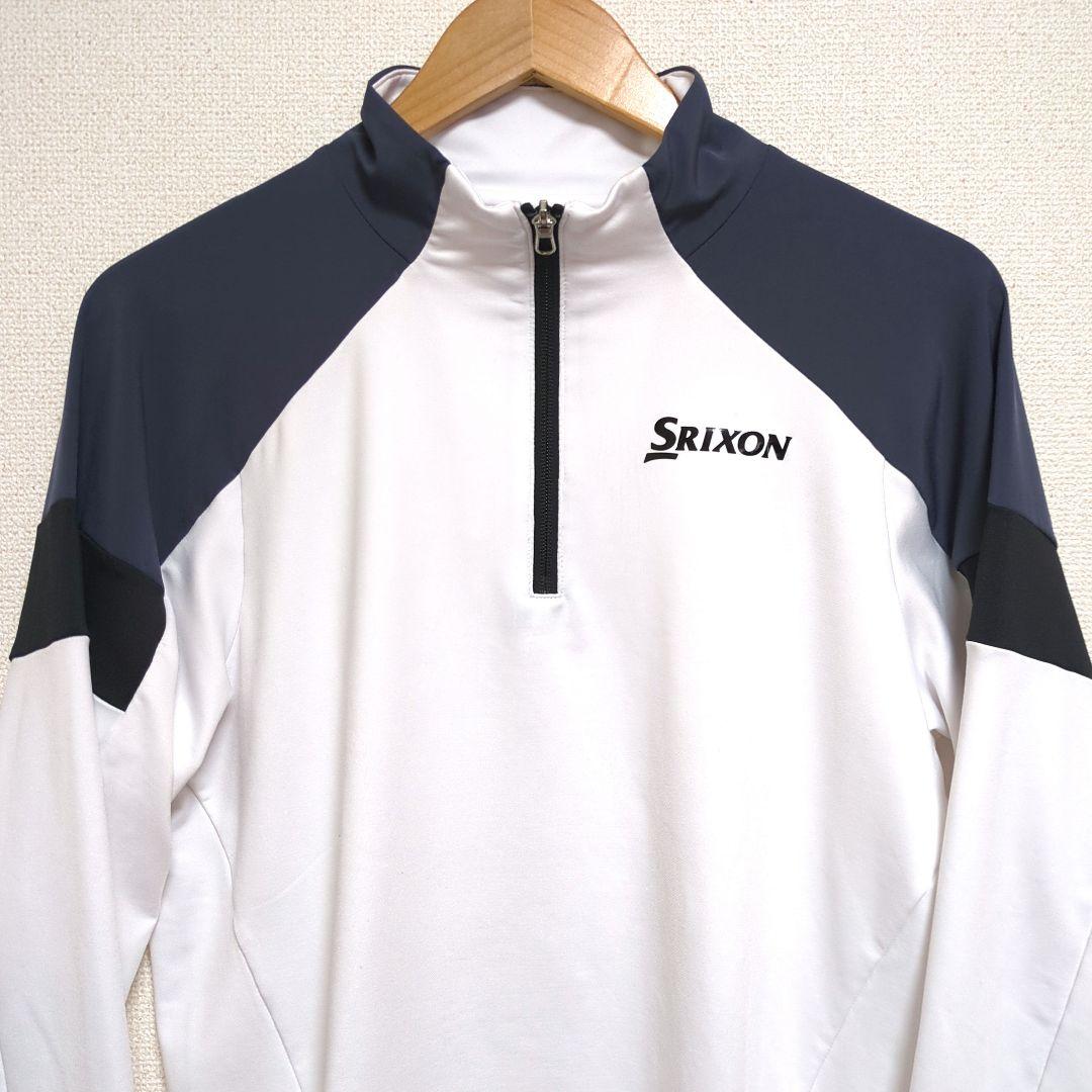 【はこぽす対応商品】 SRIXON スリクソン ハーフジップ 長袖シャツ ホワイト M メンズウェア
