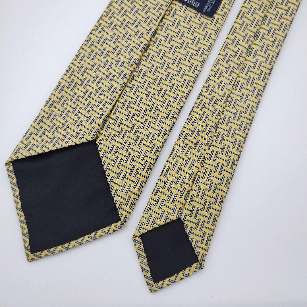 【美品】エルメス ネクタイ イエロー H柄 ジャガード 高級【フランス製】 【美品】エルメス ネクタイ イエロー H柄 ジャガード 高級【フランス製】
