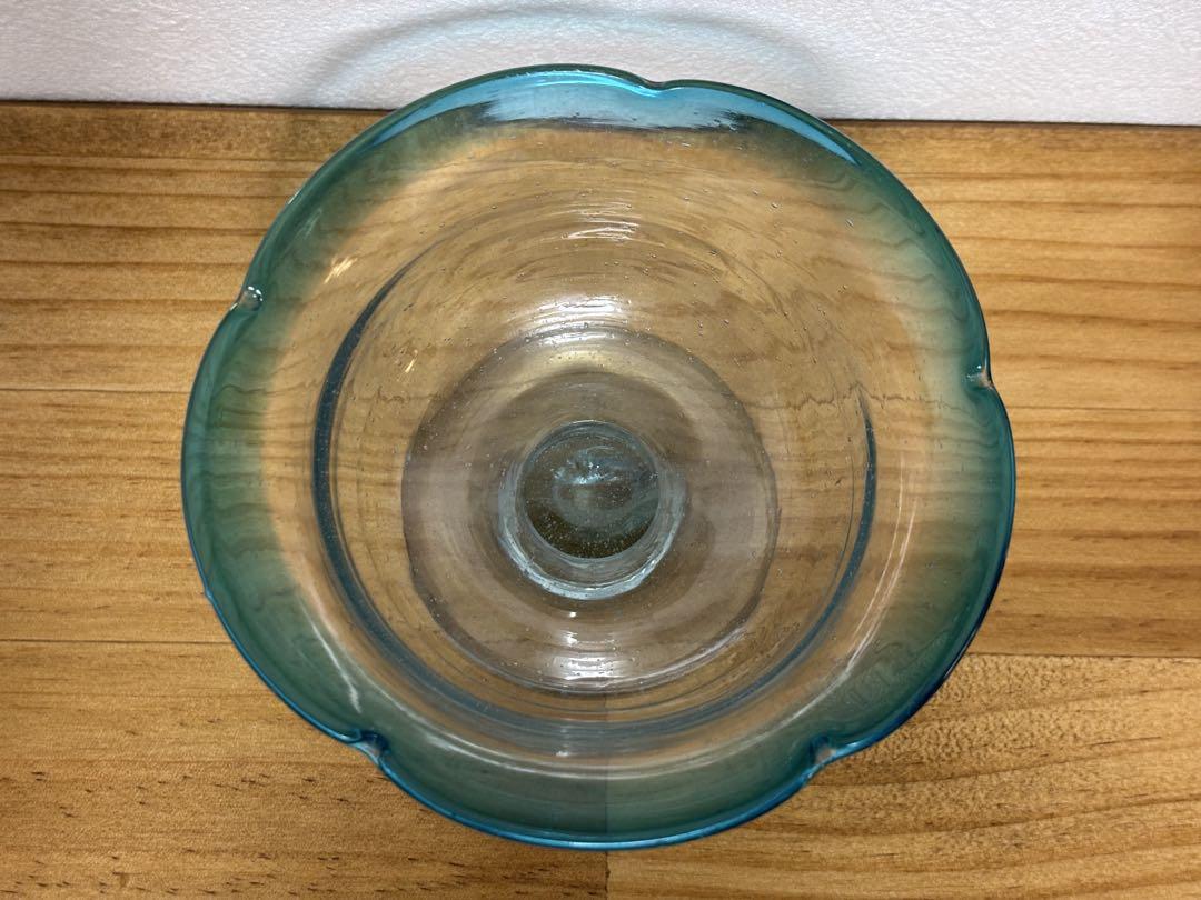 氷コップ 青 花形 アンティーク デザートカップ本物