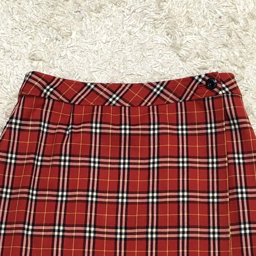 【美品】バーバリーブルーレーベル 巻きスカート ひざ丈 38 ノバチェック