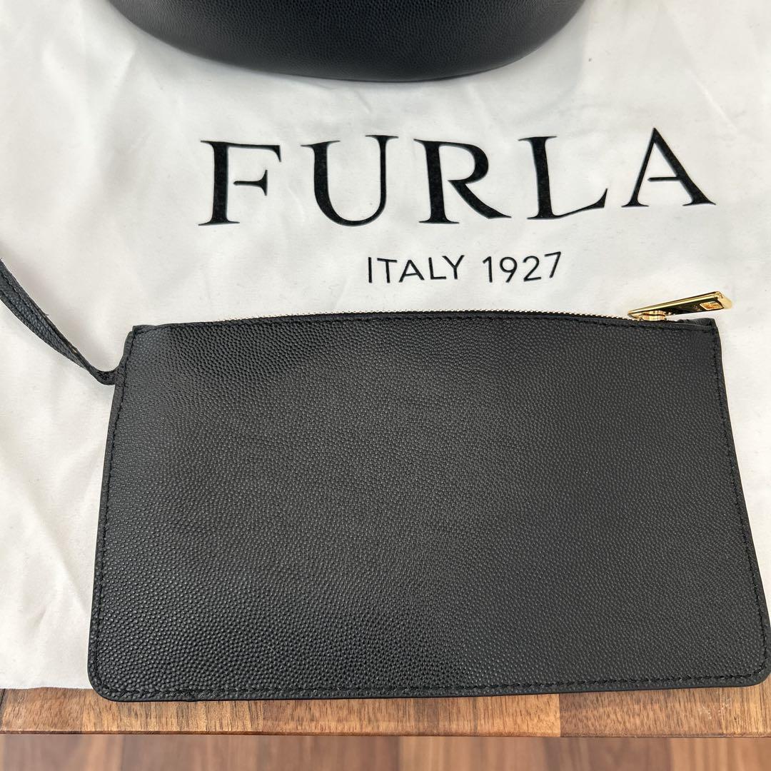 FURLA バケツバッグ ブラック ポーチ付き レディース