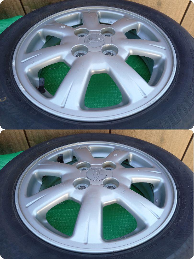 ①ダイハツ純正 14インチ アルミホイール 2本 タイヤ付 155/65R14