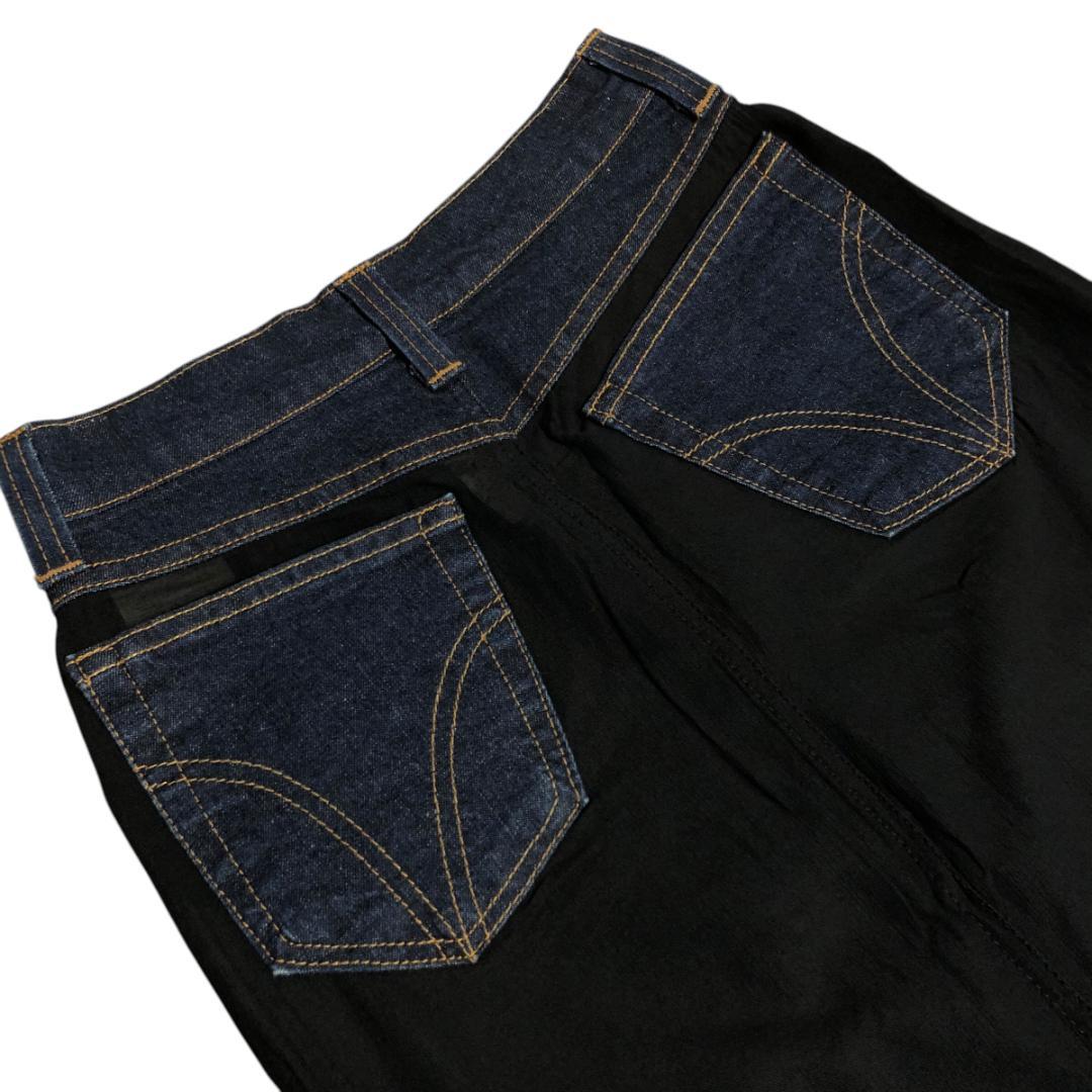 D&G 切替 デニムスカート シースルー 26/40 インディゴ 黒