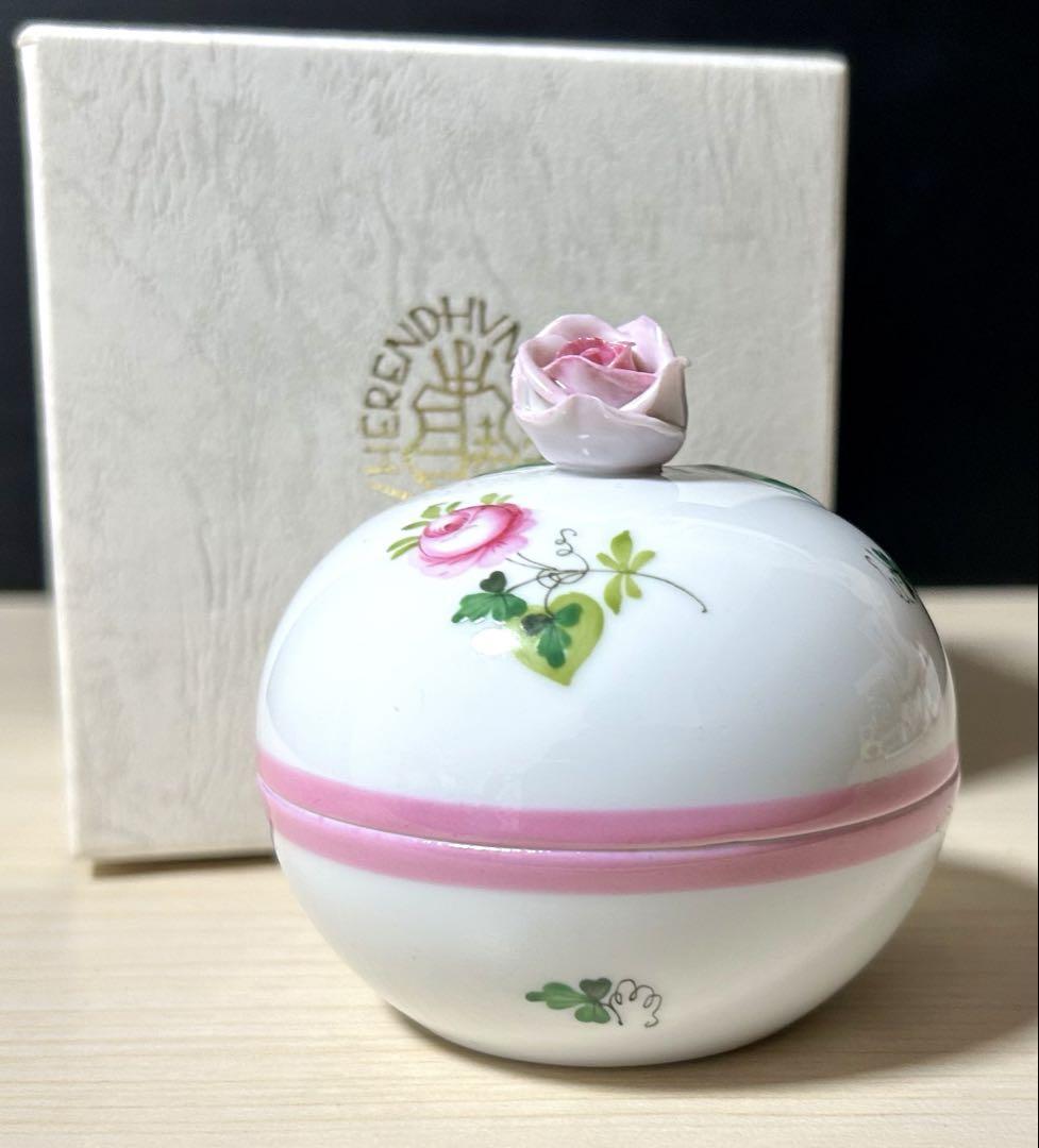 Herend ヘレンド　ウィーンの薔薇 ピンク　ボンボニエール　※未使用保管品