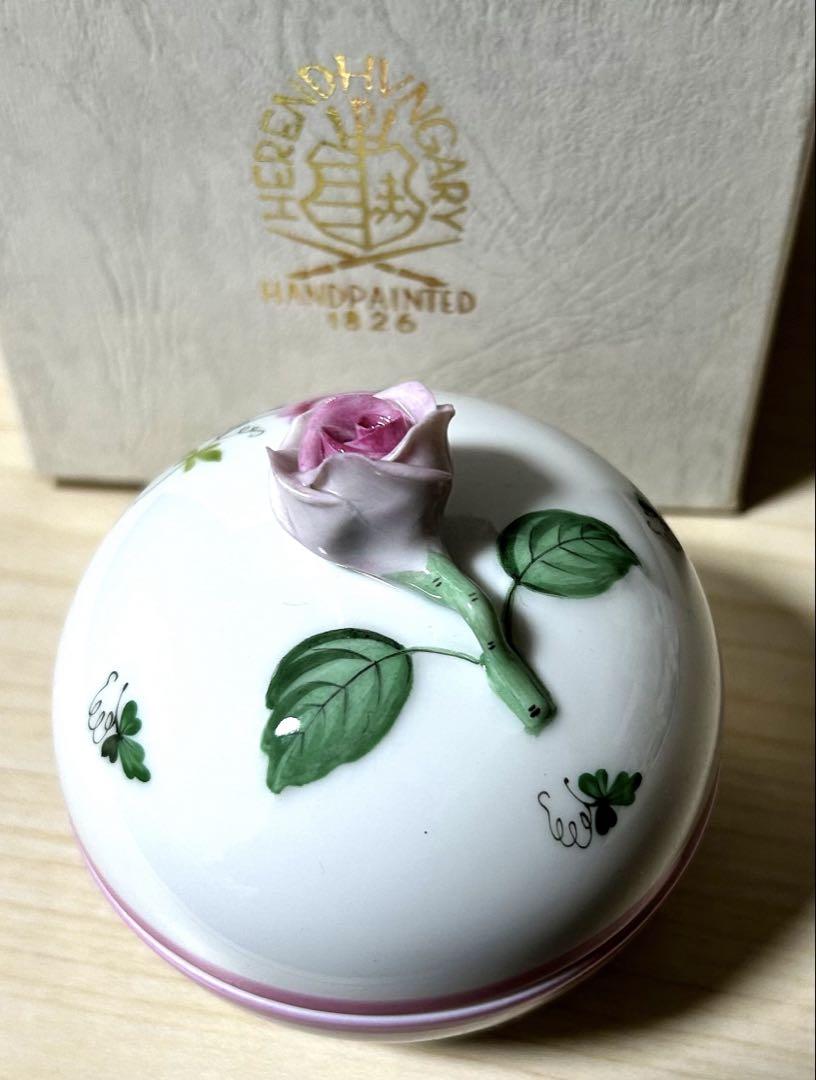 Herend ヘレンド　ウィーンの薔薇 ピンク　ボンボニエール　※未使用保管品