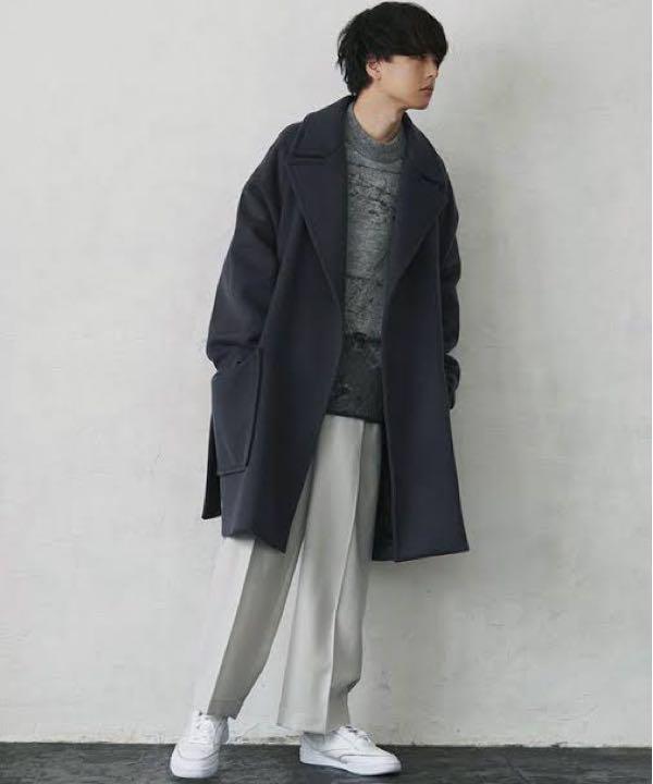 FINE WOOL MINIMAL HALF COAT CHARCOAL/ L FINE WOOL MINIMAL HALF COAT CHARCOAL/ L