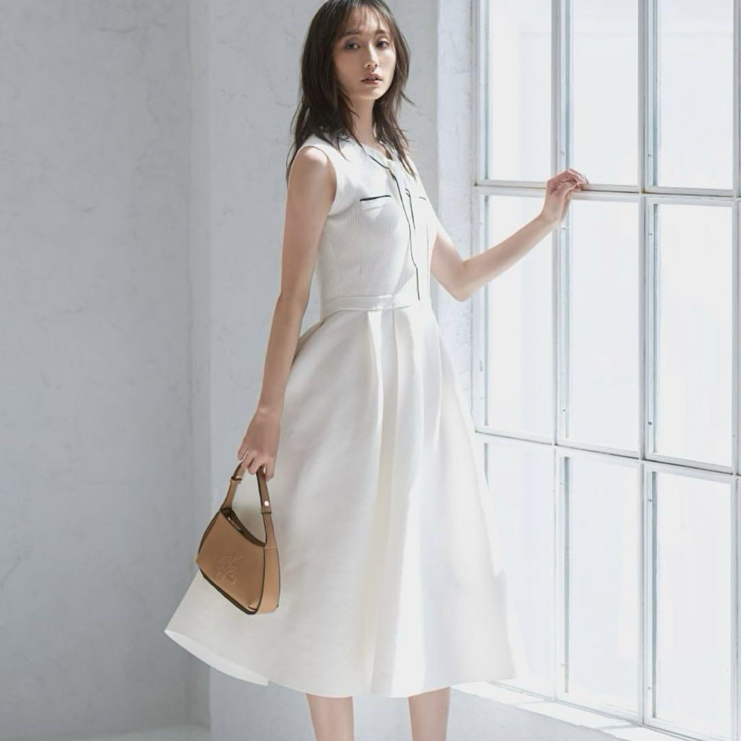 美品✨CELFORD（セルフォード）ノースリーブワンピース　ホワイトMサイズ セルフォード ノースリーブ ワンピース ホワイト CELFORD