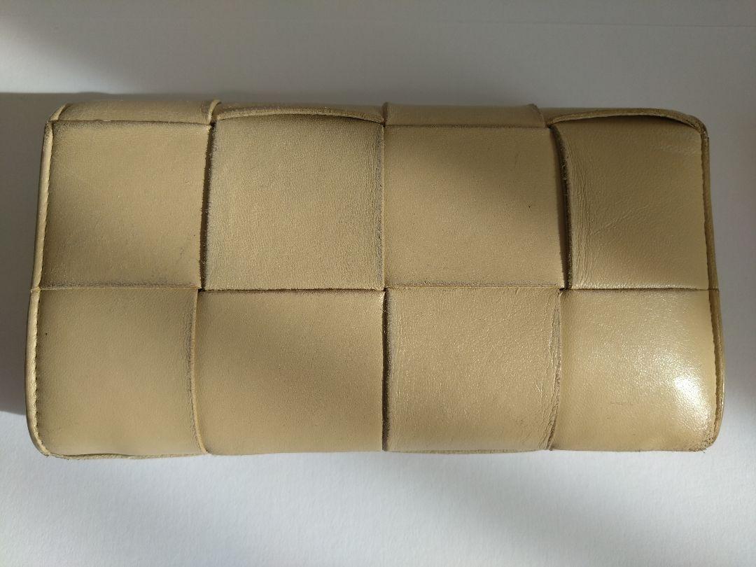 【BOTTEGA VENETA】ベージュレザー長財布 箱付き