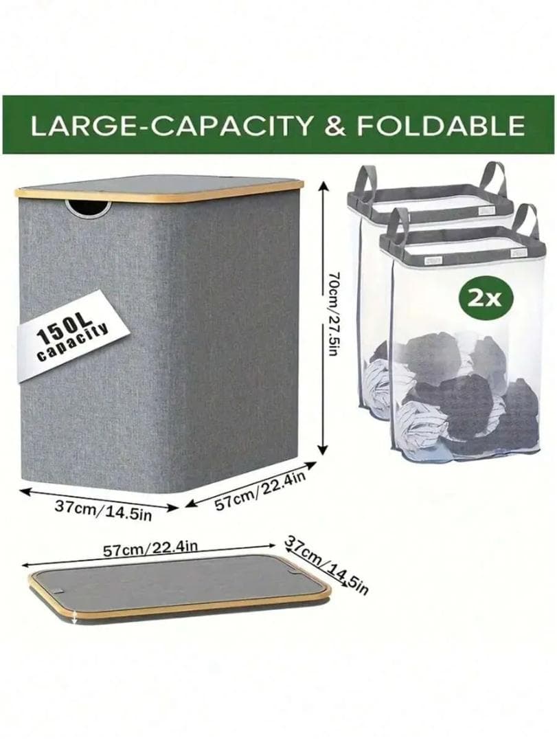 100L 折りたたみ式ランドリーバスケット