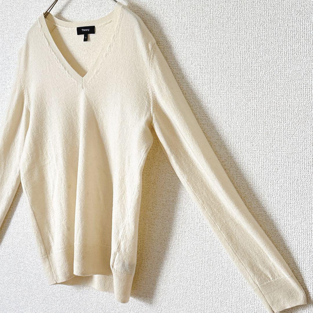 極美品 theory セオリー 長袖ニット カシミヤ100％ ベージュ M