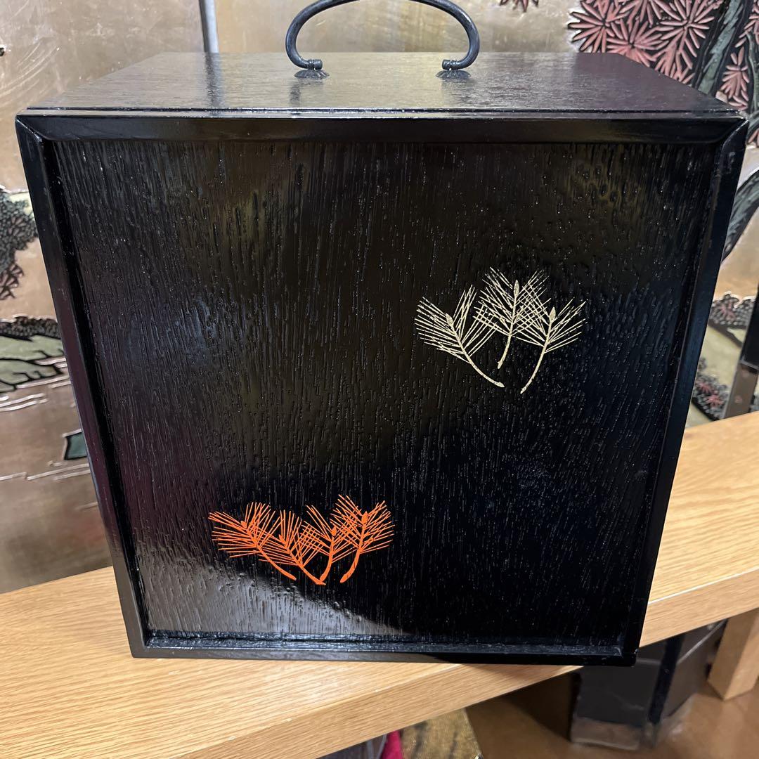 昭和レトロ 手書き木製塗り花見弁当箱 キッチン・食器