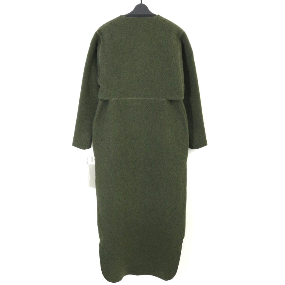 マメクロゴウチ 23AW ウールカシミヤフリルドニットワンピース カーキ
