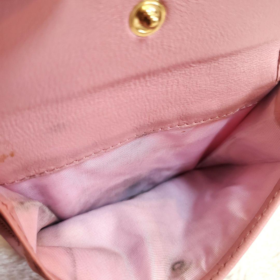 美品 miu miu ビジュー マテラッセ 二つ折り財布 ピンク