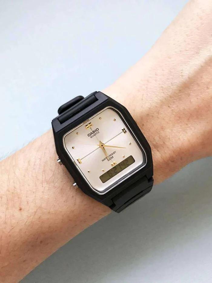 新品未使用　CASIO　アナデジ　ブラック×シルバー文字盤