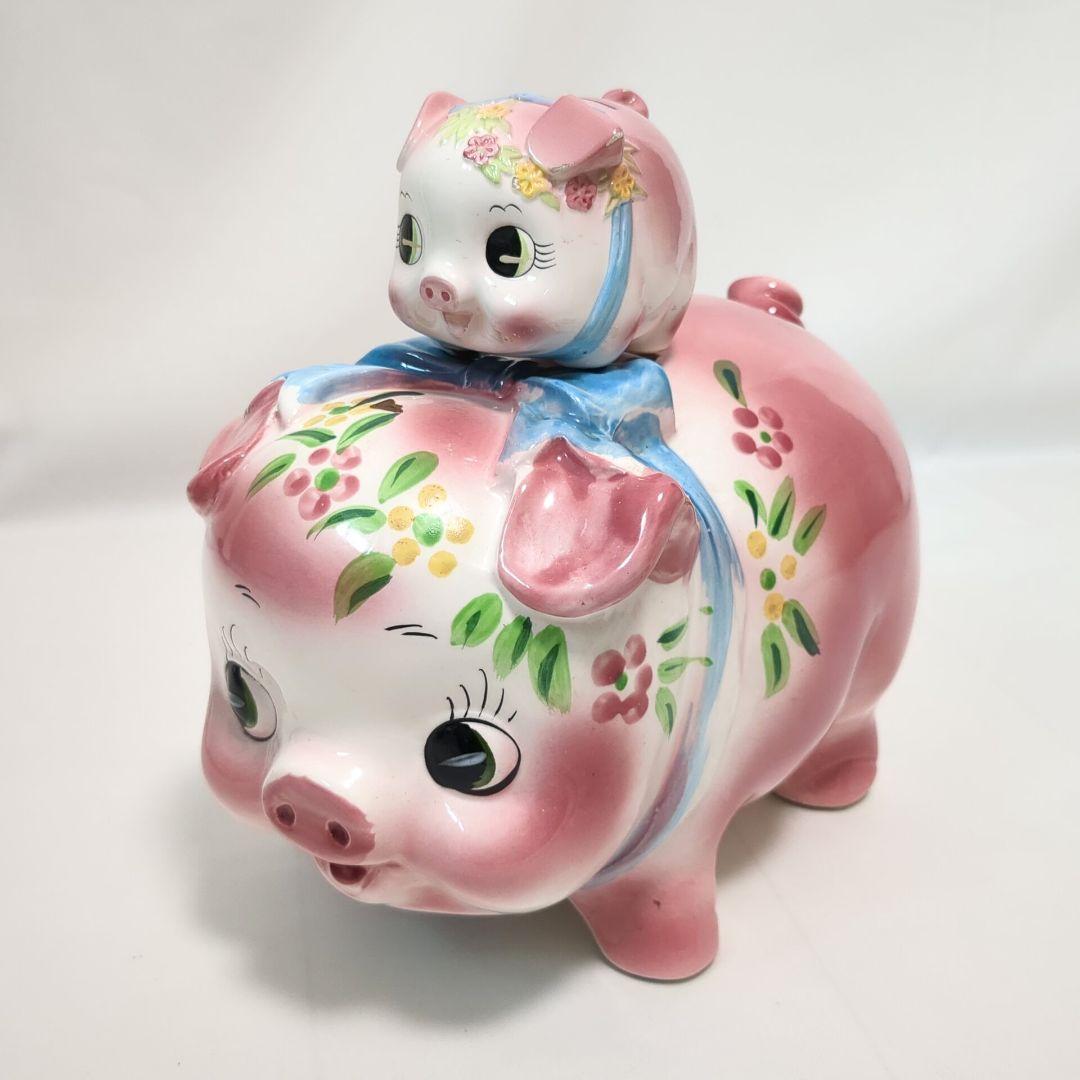 陶器製 大きなブタちゃん親子 貯金箱 - メルカリ