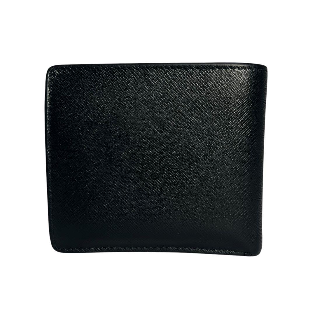 極美✨PRADA プラダ 二つ折り財布 サフィアーノレザー ロゴ金具 ホワイト
