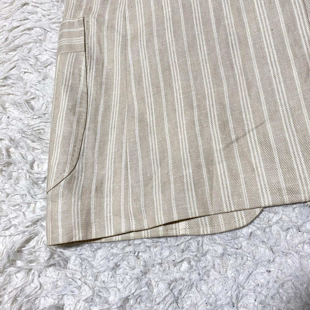 良品✨Burberry テーラード 麻 ストライプ ロゴ ホワイト M メンズ