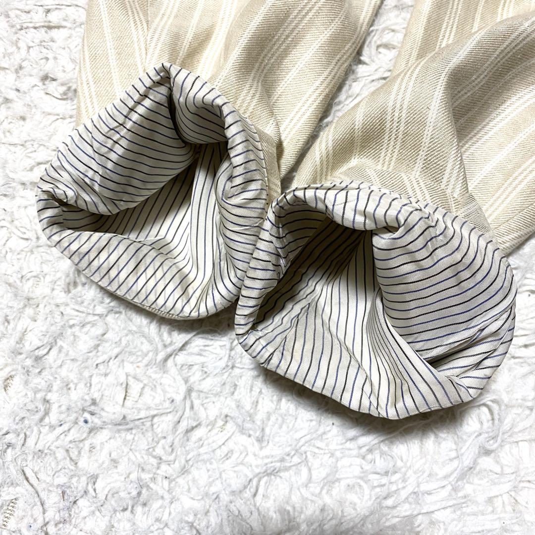 良品✨Burberry テーラード 麻 ストライプ ロゴ ホワイト M メンズ