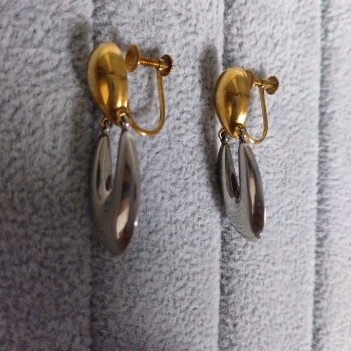 Pt900　K18◇イヤリング◇ コンビ 約4.6g ドロップ揺れるデザイン