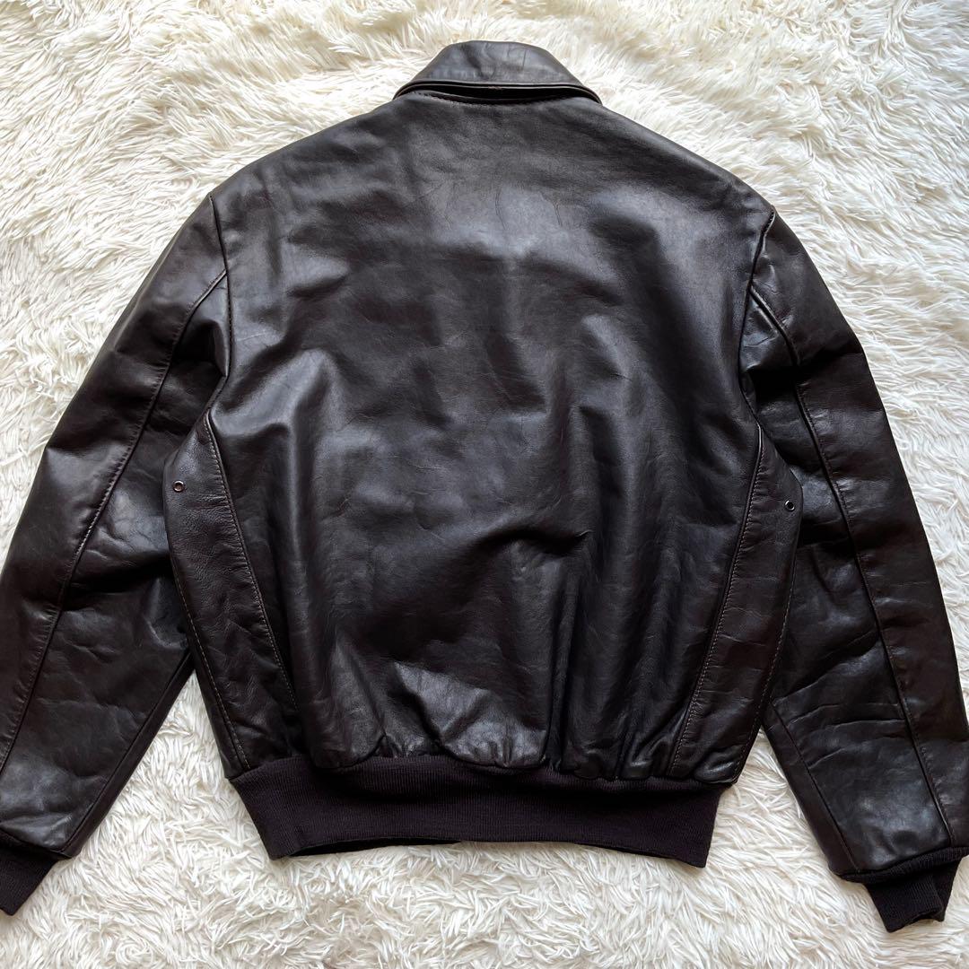 【極美品】 Schott A-2 USA製 レザージャケット ブルゾン 人気✨schott レザージャケット A-2 フライト 本革 40 USA製 茶