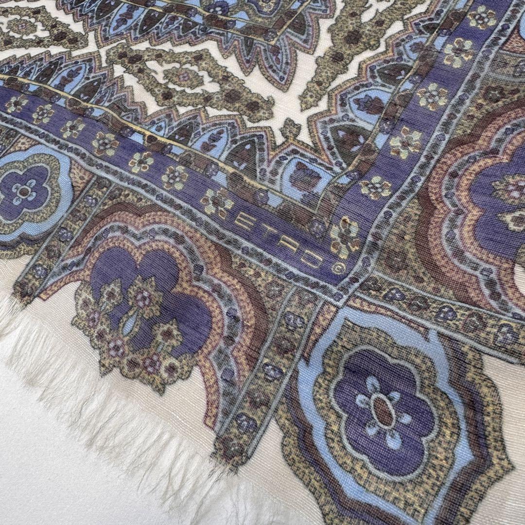 ETRO エトロ ペイズリー柄 リネン 麻 ストール スカーフ