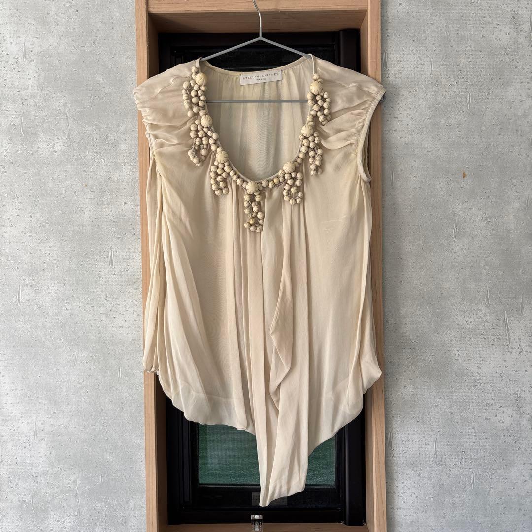 STELLA McCARTNEY アイボリー ノースリーブシャツ