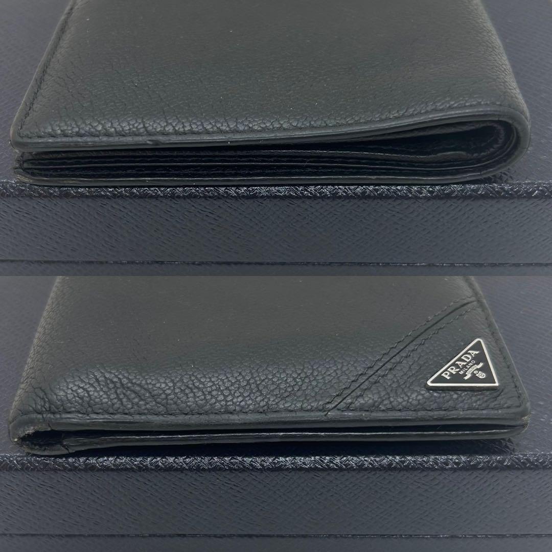 【訳あり極美品/近代モデル】プラダ 二つ折り財布 コンパクト財布 レザー 黒