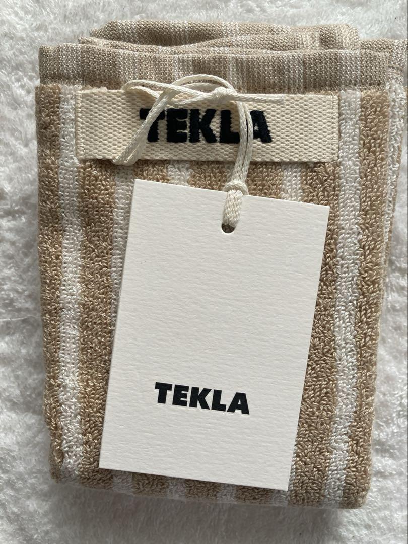 【タグ付未使用】Teklaテクラ　ストライプハンドタオル30×30cm2枚セット