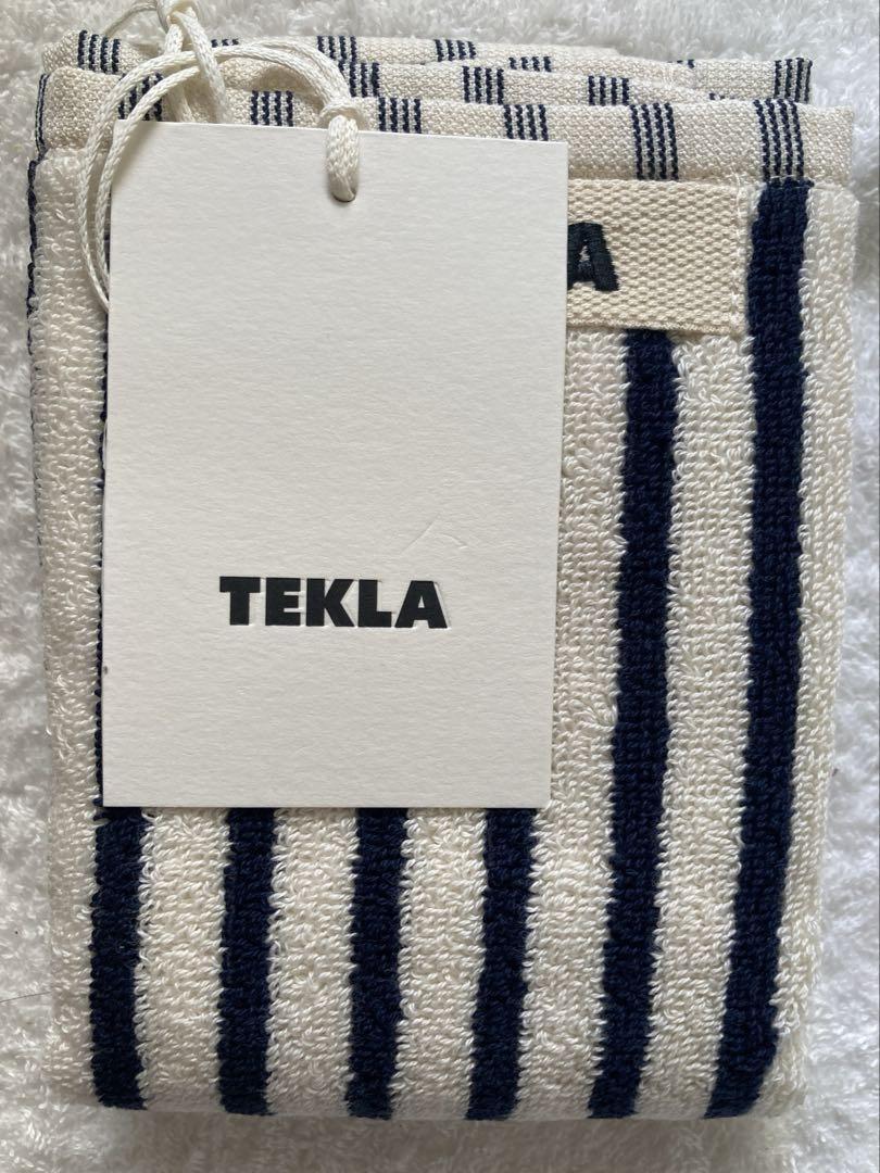 【タグ付未使用】Teklaテクラ　ストライプハンドタオル30×30cm2枚セット