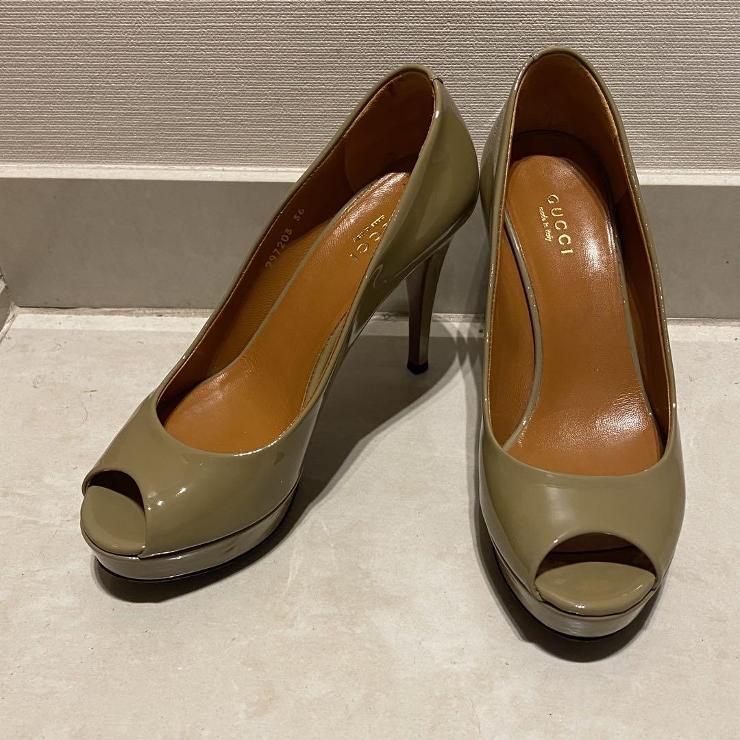 GUCCI グッチ　オープントゥ　23cm パンプス　ピンヒール GUCCI グッチ オープントゥ 23cm パンプス ピンヒール