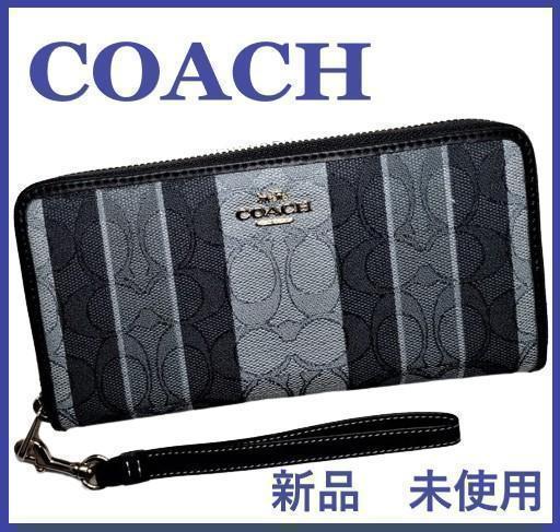 COACH 新品 ジャガード 長財布 メンズ レディース コーチ 財布 デニム