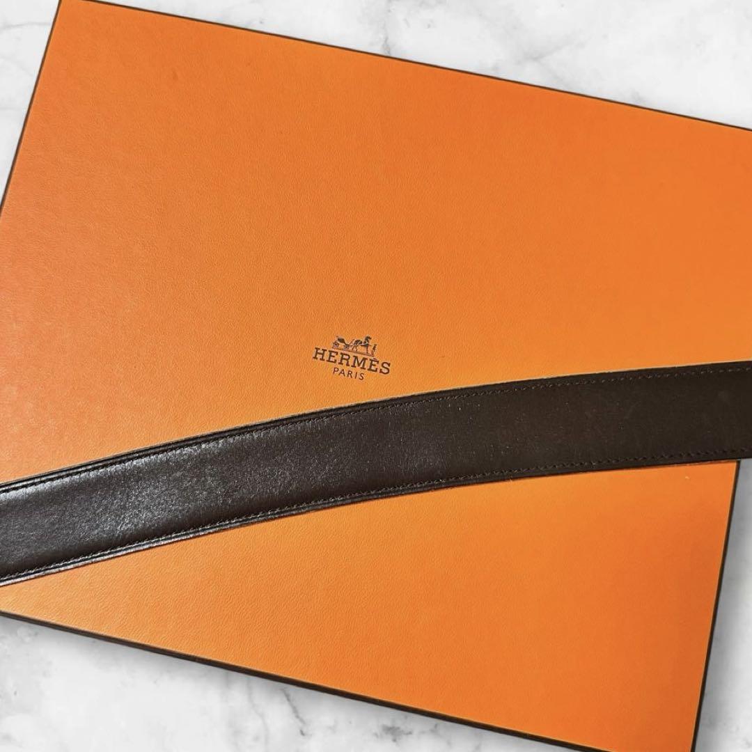 美品✨HERMES H バックル レザーベルト リバーシブル ダークブラウン