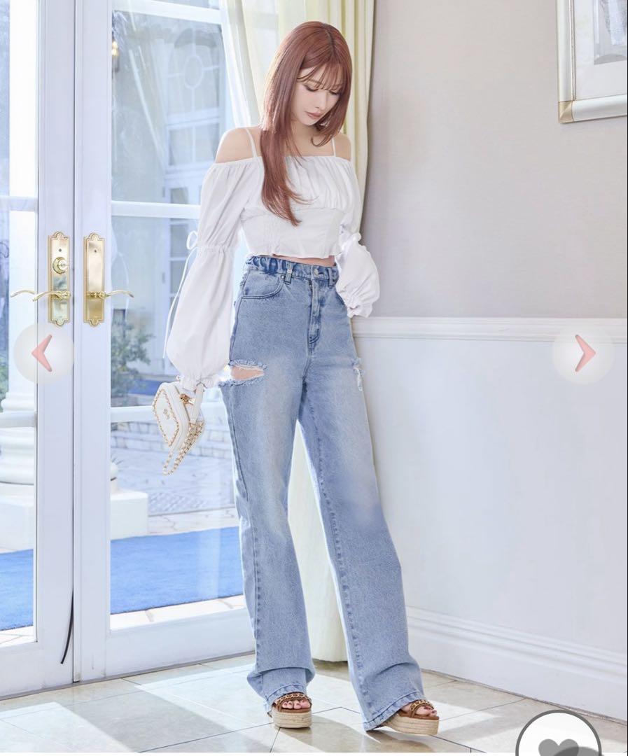 Rady カッティングストレートワイドデニム 23