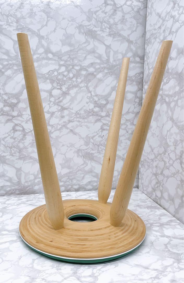 美品　天童木工　リングスツール　二脚セット　グリーン　チェア　緑