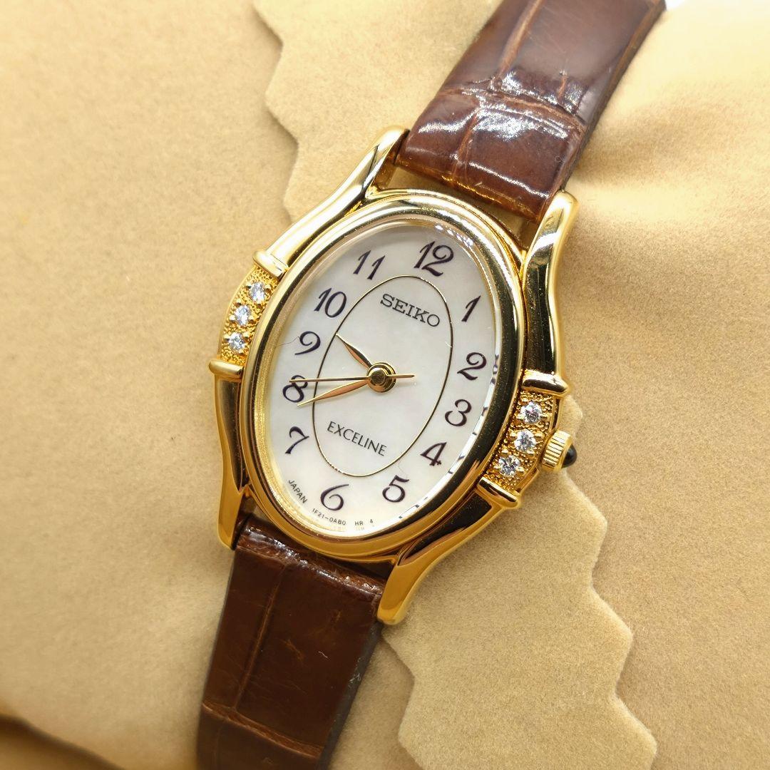 SEIKO セイコー エクセリーヌ レディース 腕時計 6P ダイヤ シェル