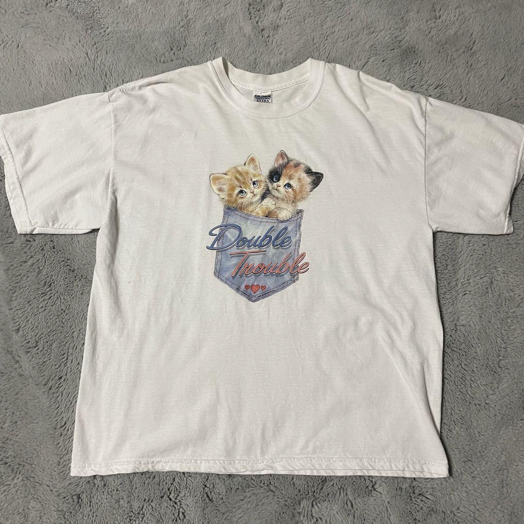 00s Tシャツ 猫 古着 2002年コピーライト付き