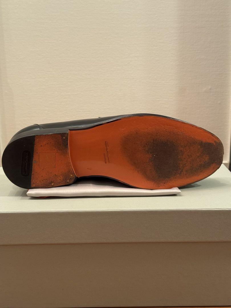 Santoni ペニー ローファーアンティークドレザーグッ オレンジインソール