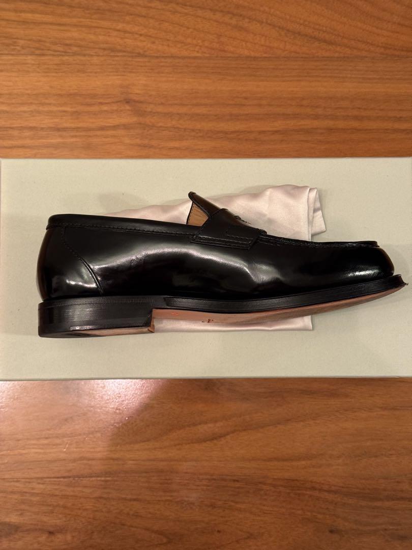 Santoni ペニー ローファーアンティークドレザーグッ オレンジインソール