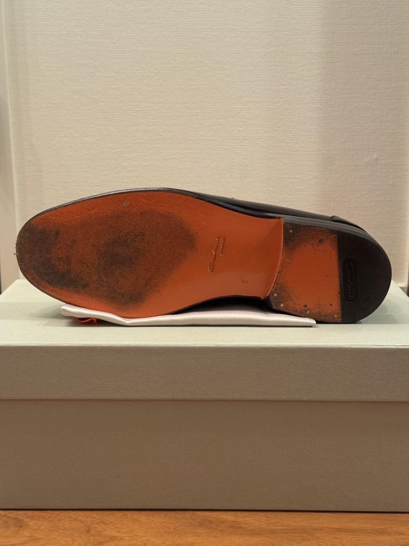 Santoni ペニー ローファーアンティークドレザーグッ オレンジインソール