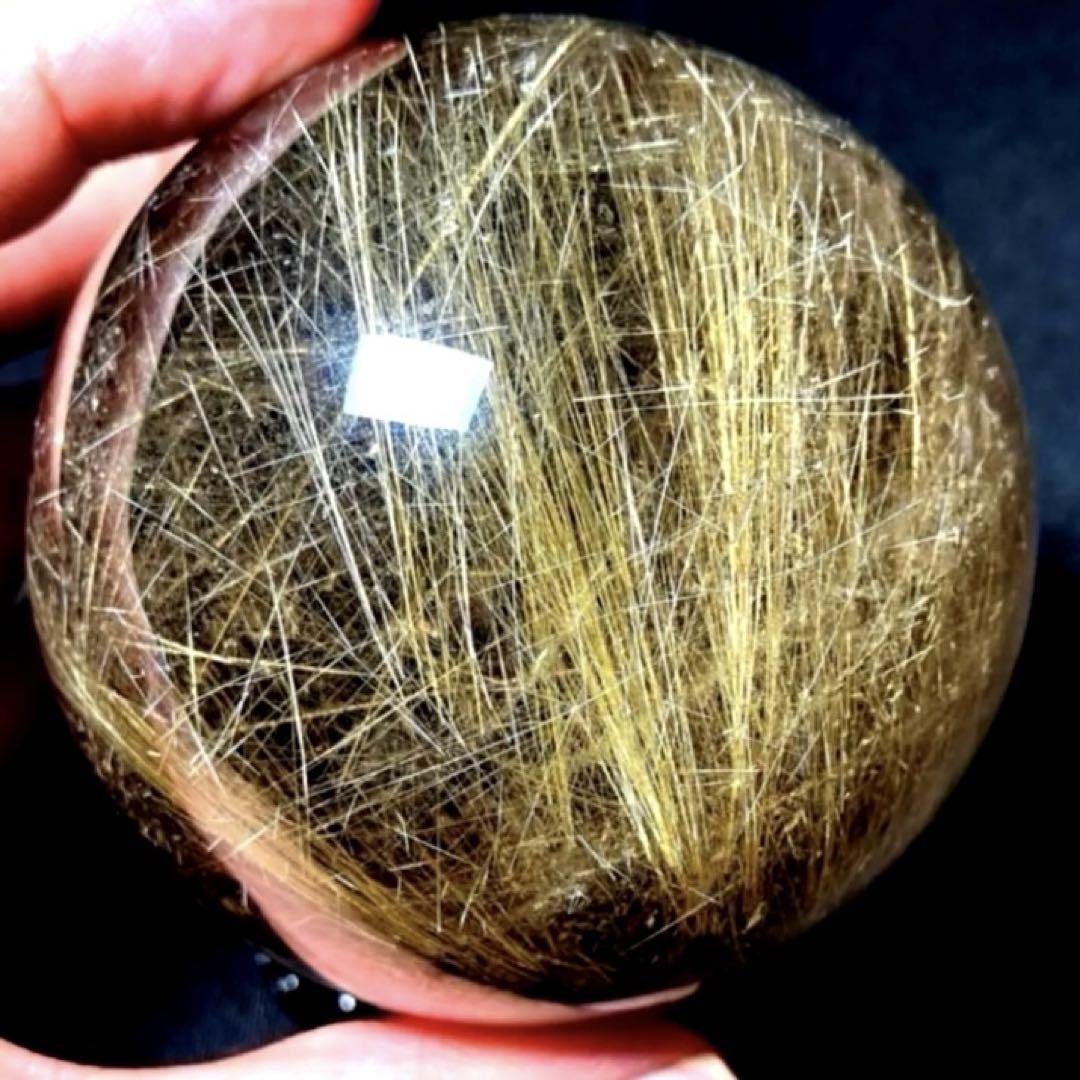 超絶綺麗✨76mm ゴールドルチルクォーツ　丸玉　スフィア　金針水晶