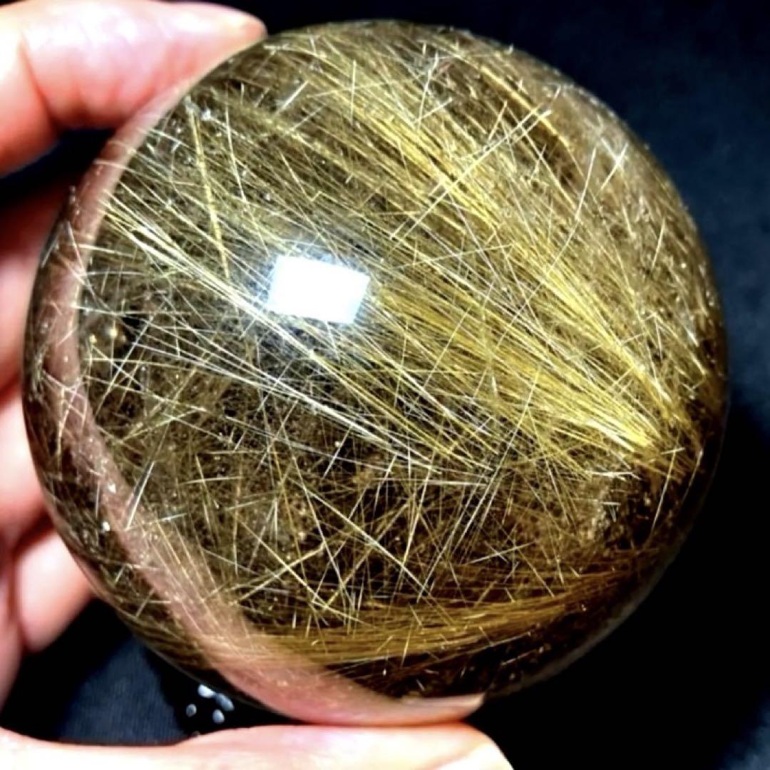超絶綺麗✨76mm ゴールドルチルクォーツ　丸玉　スフィア　金針水晶