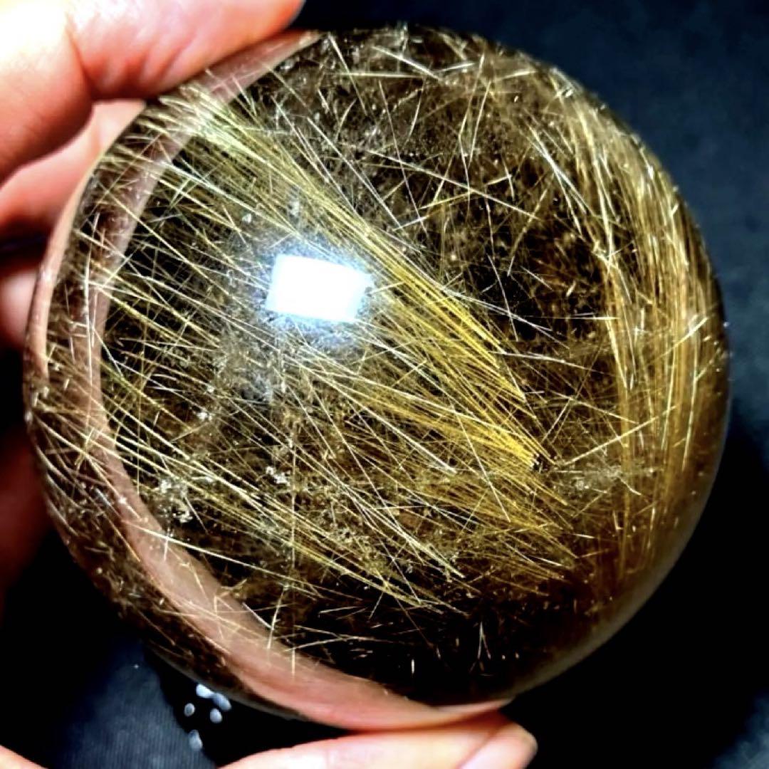 超絶綺麗✨76mm ゴールドルチルクォーツ　丸玉　スフィア　金針水晶
